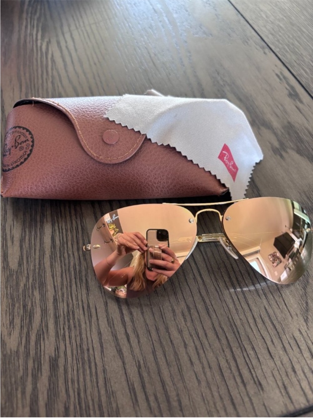 Ray-Ban Gold Blush Mirror Sunglasses Like NEW